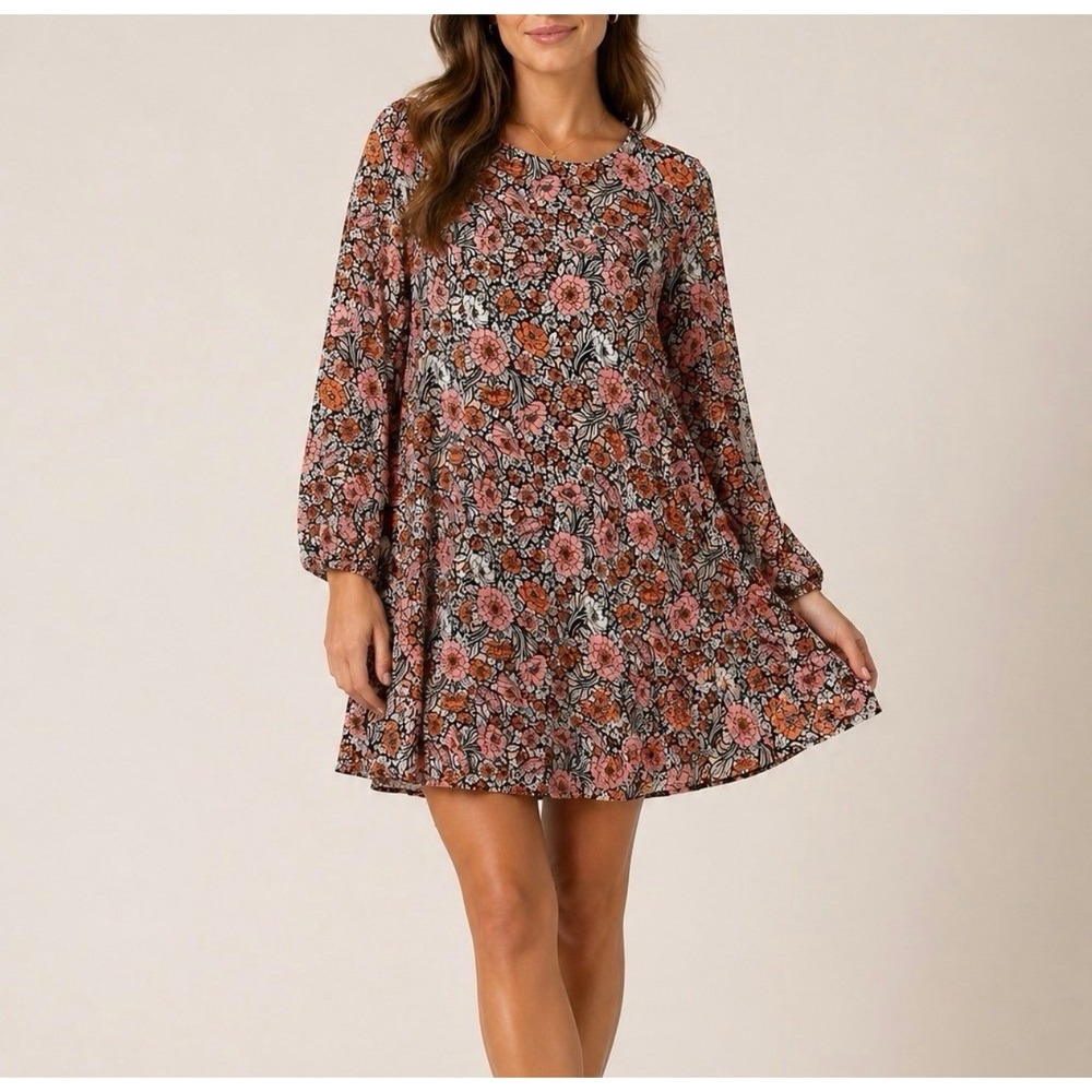 HD in Paris by Anthropologie Orange‎ Mot Long Sleeve Dress NWT